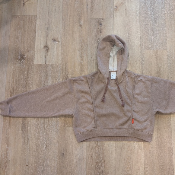 Nike Tops - Nike Cropped Hoodie Women's Small Heather Brown Fleece Training Pullover